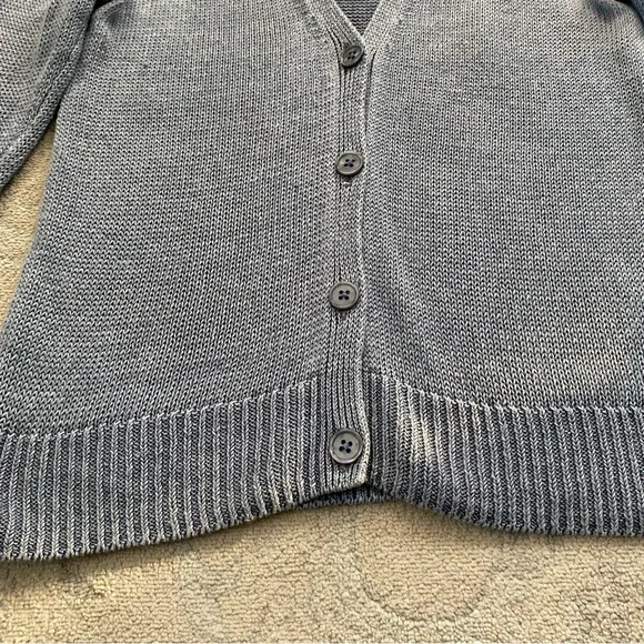 Talbots 100% Linen Cardigan Sweater Small Blue Three Quarter Sleeve Lightweight - Picture 3 of 11